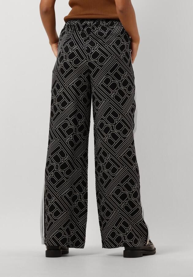 Bruuns Bazaar Wijde broek met donker logo-print Black Dames