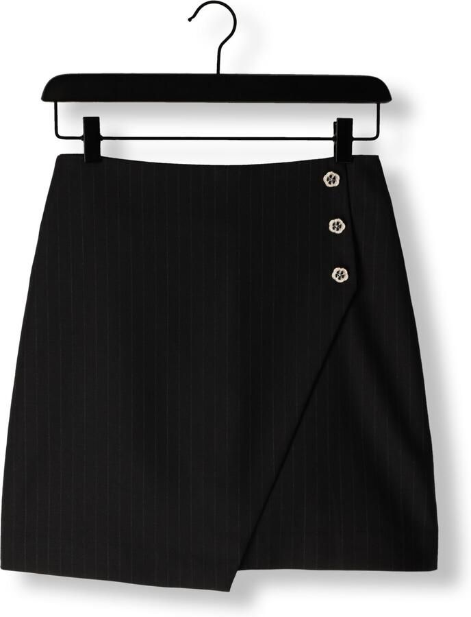 Bruuns Bazaar Zwart Gestreepte Asymmetrische Rok met Knopen Black Dames