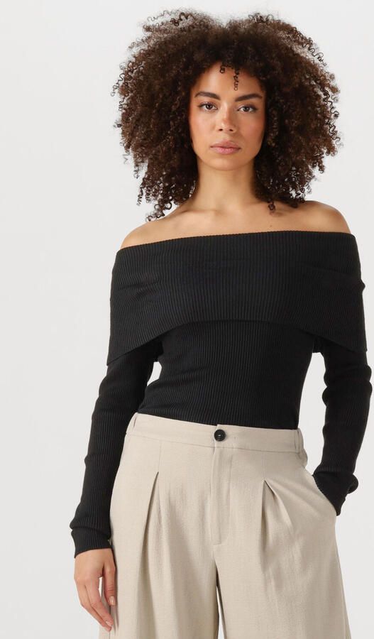 Bruuns Bazaar Vrouwelijke Off-Shoulder Gebreide Trui Zwart Black Dames - Foto 4
