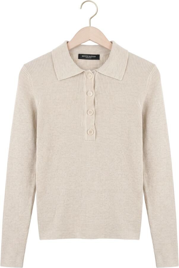 BRUUNS BAZAAR Dames Truien & Vesten Anemonebbvalea Knit Polo Beige - Foto 4