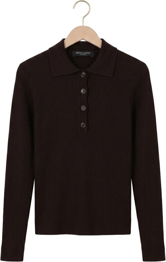 BRUUNS BAZAAR Dames Truien & Vesten Anemonebbvalea Knit Polo Bruin - Foto 4