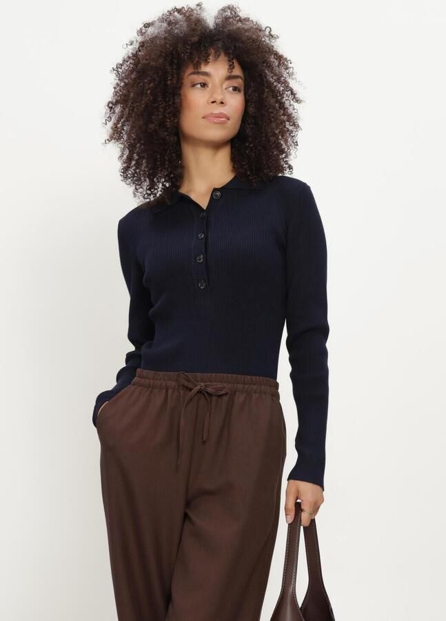 BRUUNS BAZAAR Dames Truien & Vesten Anemonebbvalea Knit Polo Donkerblauw