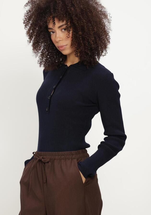 BRUUNS BAZAAR Dames Truien & Vesten Anemonebbvalea Knit Polo Donkerblauw - Foto 3
