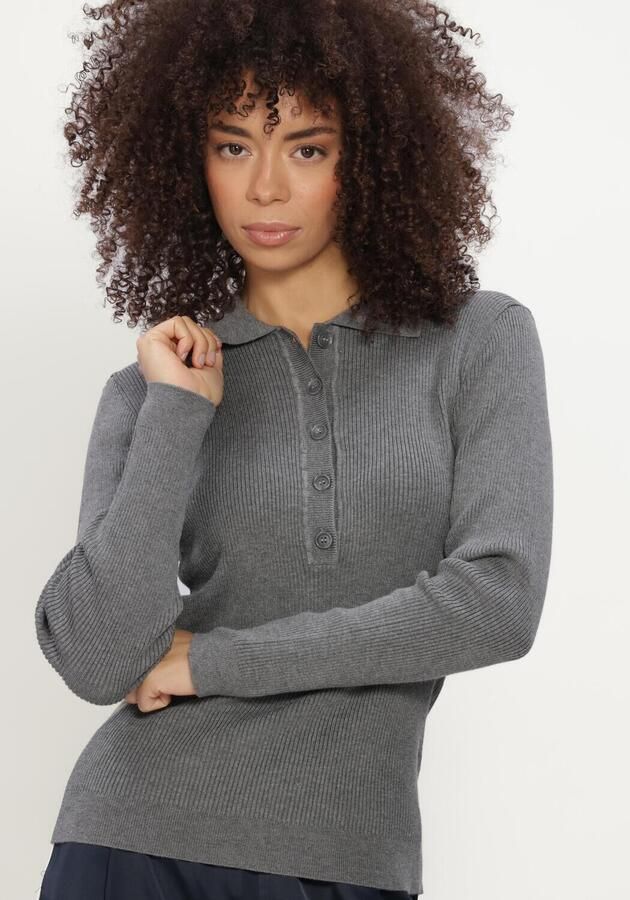 BRUUNS BAZAAR Dames Truien & Vesten Anemonebbvalea Knit Polo Grijs - Foto 3