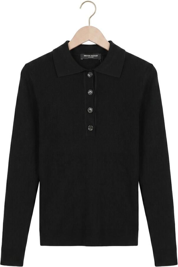 BRUUNS BAZAAR Dames Truien & Vesten Anemonebbvalea Knit Polo Zwart - Foto 4