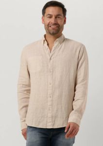 Butcher Of Blue Beige Casual Overhemd Robbins Linen Clean Shirt