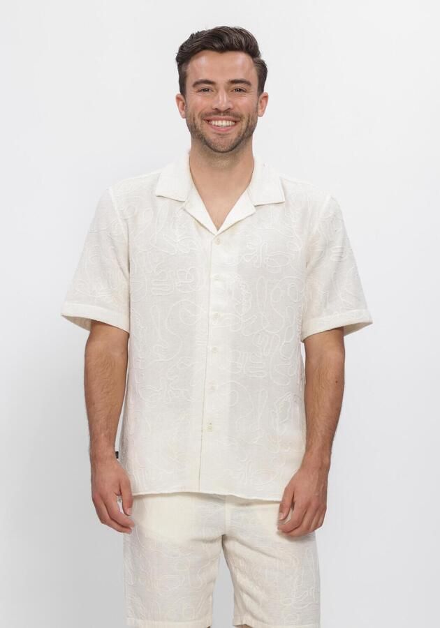 BUTCHER OF BLUE Heren Overhemden Alex Resort Embro Shirt Ss Creme