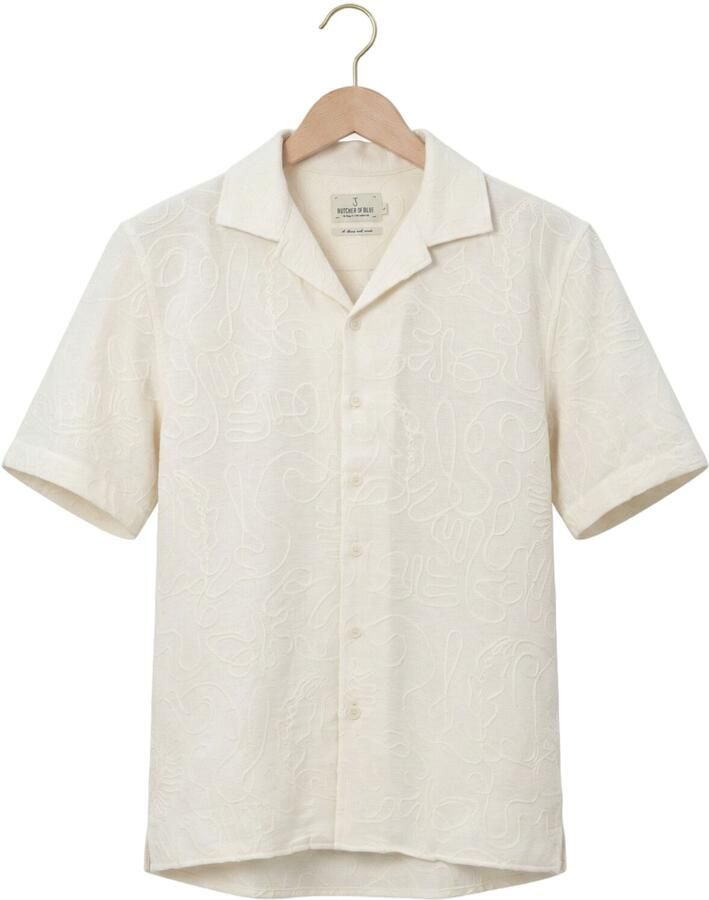 BUTCHER OF BLUE Heren Overhemden Alex Resort Embro Shirt Ss Creme - Foto 2