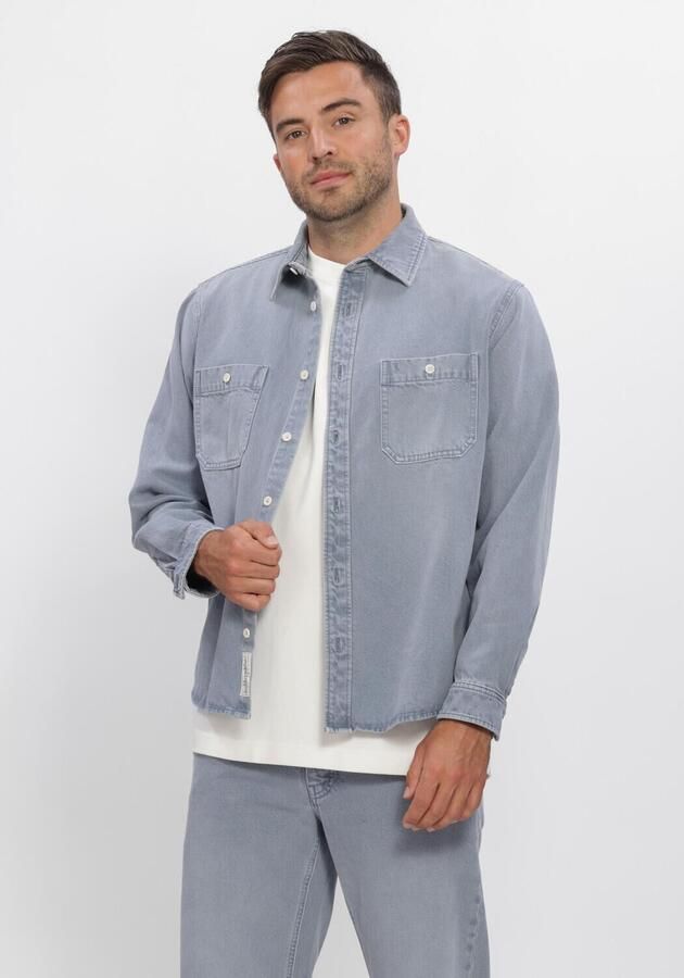 BUTCHER OF BLUE Heren Overshirts Blaine Garment Dye Oveshirt Lichtblauw