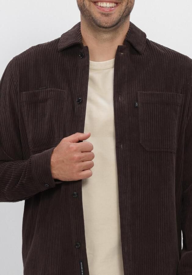 Butcher of Blue regular fit overshirt met corduroy details topaz brown - Foto 4