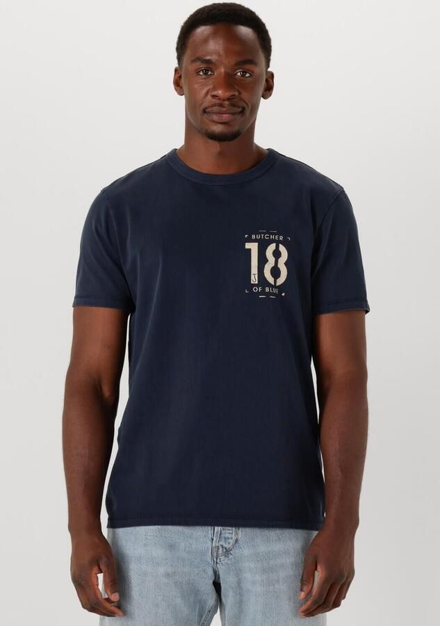 BUTCHER OF BLUE Heren Polo's & T-shirts Army 18 Stencil Tee Donkerblauw - Foto 4