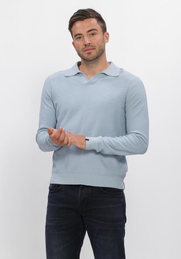 BUTCHER OF BLUE Heren Polo's & T-shirts Boucle Knit Polo Ls Lichtblauw
