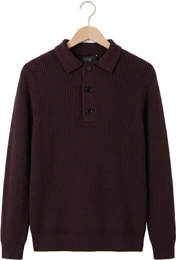 BUTCHER OF BLUE Heren Polo's & T-shirts Galway Polo Ls Bordeaux - Foto 4
