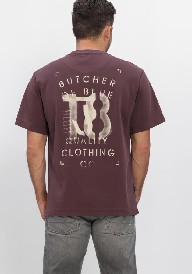 BUTCHER OF BLUE Heren Polo's & T-shirts Mercer Layer Loose Tee Bordeaux - Foto 3