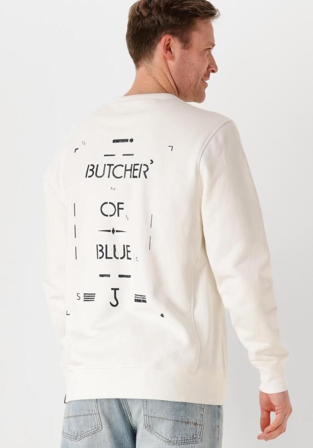 BUTCHER OF BLUE Heren Truien & Vesten Army Stencil Crew Wit