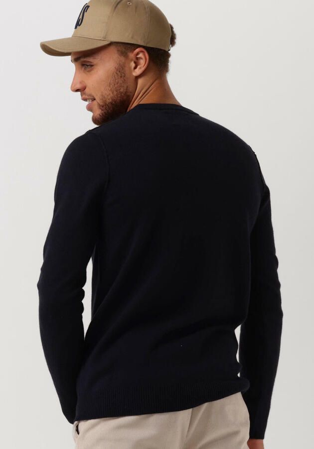 Butcher of Blue fijngebreide regular fit polo Clifden met wol en logo alaska blue