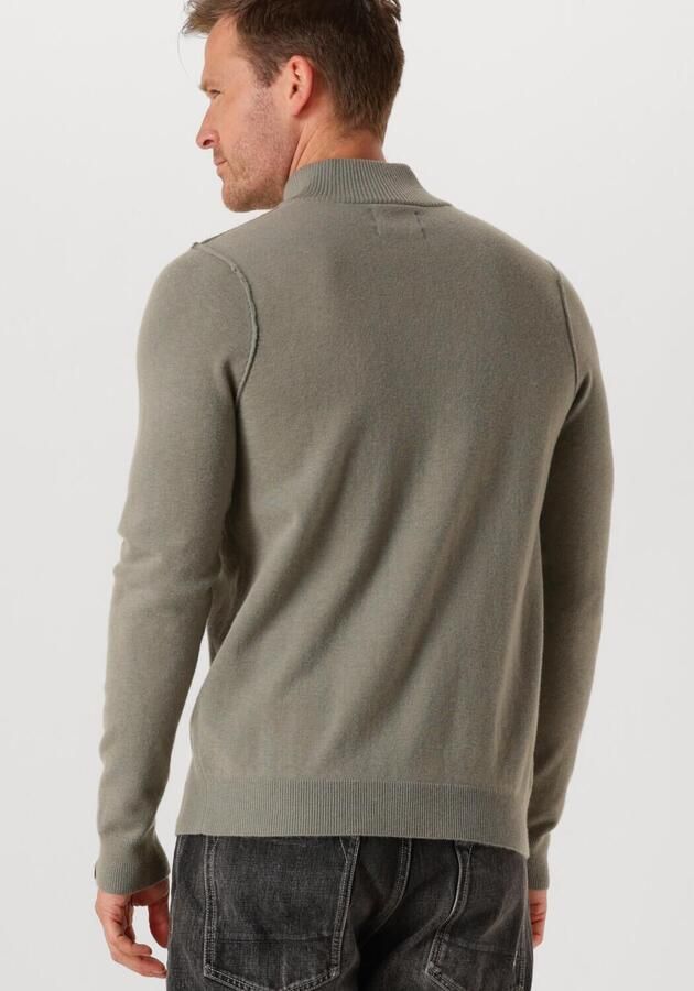 Butcher of Blue fijngebreide trui Clifden met wol en logo Granite Green