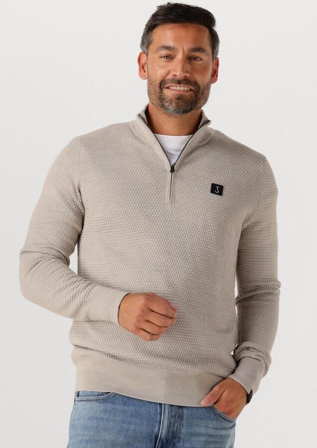 BUTCHER OF BLUE Heren Truien & Vesten Structure Halfzip Zand - Foto 4