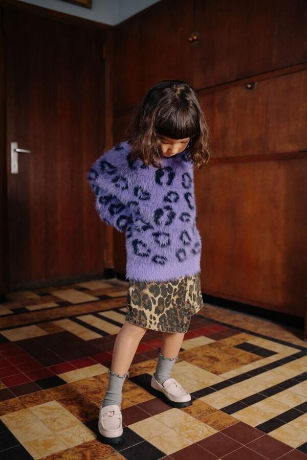 CALL ME FRANKIE Meisjes Truien & Vesten Leopard Fluffy Sweater Paars - Foto 2