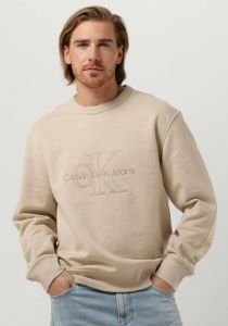 Calvin Klein Beige Sweater Monologo WAshed Crew Neck
