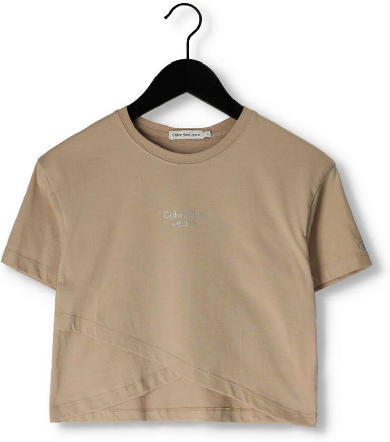 CALVIN KLEIN Meisjes Tops & T-shirts Stack Logo Overlap T-shirt Beige
