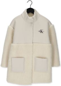 Calvin Klein Beige Teddy Jas Faux Fur Leather Coat