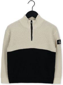 Calvin Klein Beige Trui Clr Block Zip Up Sweater