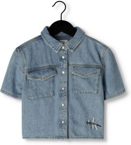 Calvin Klein Blauwe Blouse Utility Blue Ss Denim Shirt