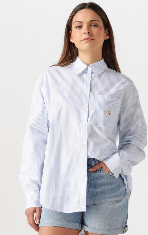 CALVIN KLEIN Dames Blouses Woven Label Relaxed Shirt Lichtblauw - Foto 4