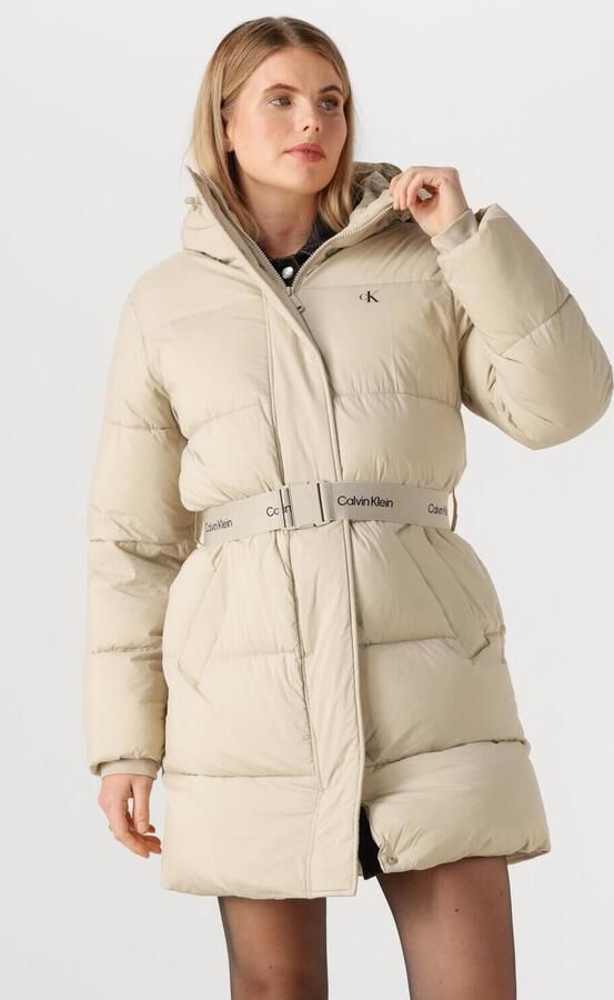 CALVIN KLEIN Dames Jassen Belted Midweight Long Puffer Beige - Foto 4