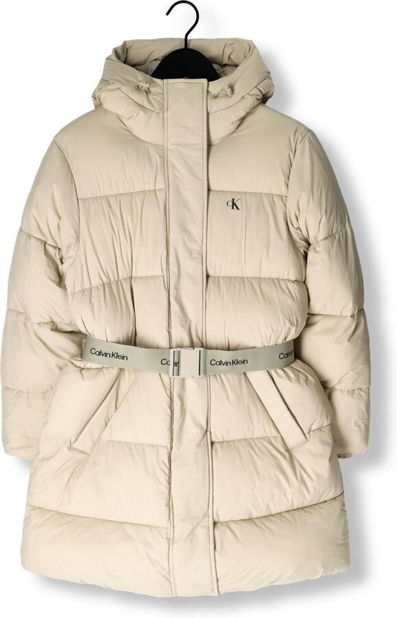CALVIN KLEIN Dames Jassen Belted Midweight Long Puffer Beige - Foto 3
