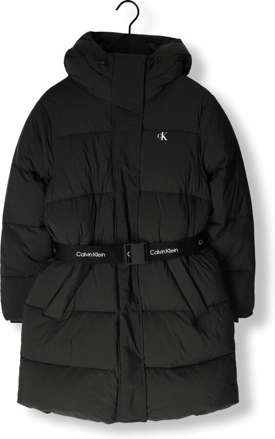 CALVIN KLEIN Dames Jassen Belted Midweight Long Puffer Zwart - Foto 3