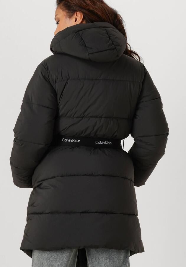 CALVIN KLEIN Dames Jassen Belted Midweight Long Puffer Zwart