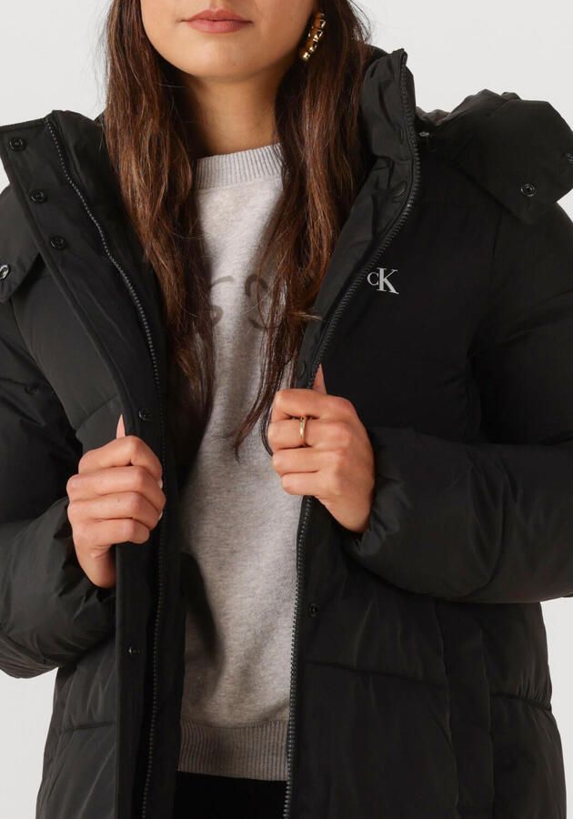 CALVIN KLEIN Dames Jassen Monologo Non-down Long Puffer Zwart - Foto 2