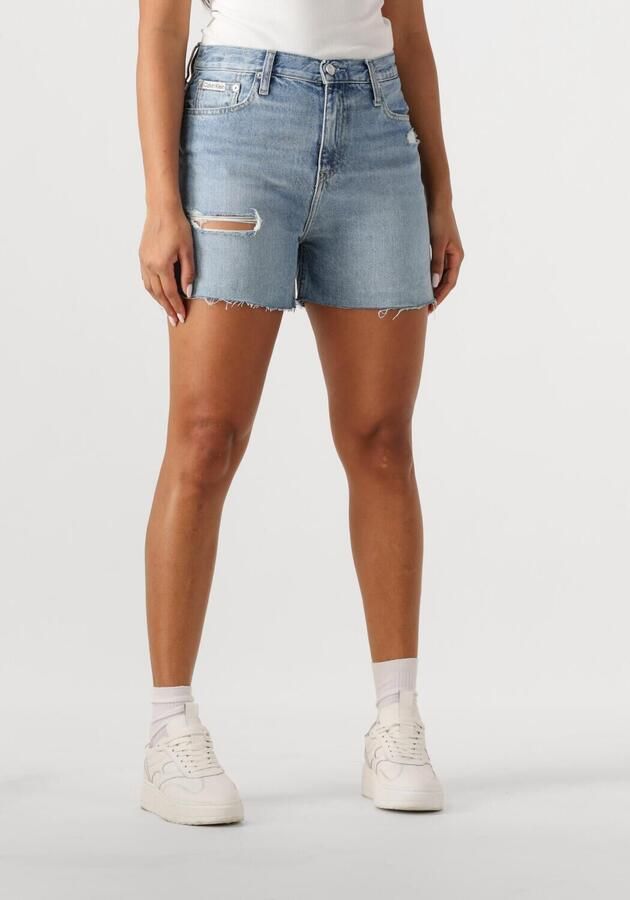 CALVIN KLEIN JEANS straight high waist denim short light blue denim - Foto 4