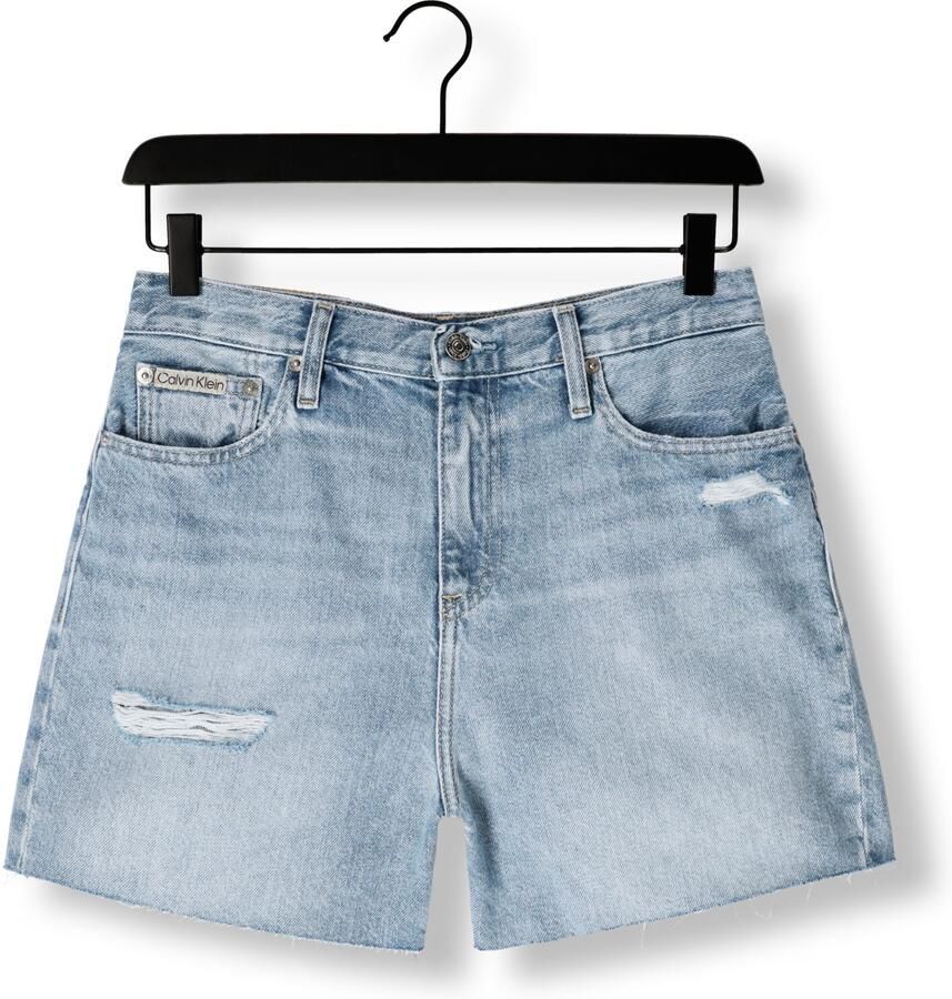 CALVIN KLEIN JEANS straight high waist denim short light blue denim