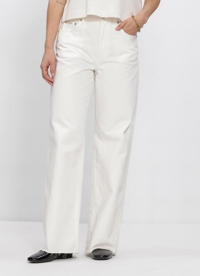 CALVIN KLEIN Dames Jeans The Wide Leg Raw Hem Wit