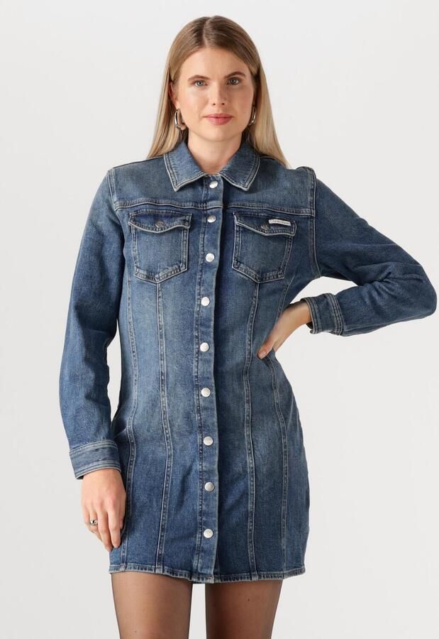Calvin Klein Jeans jurk LS DENIM MINI DRESS Met ronde hals getailleerd - Foto 4