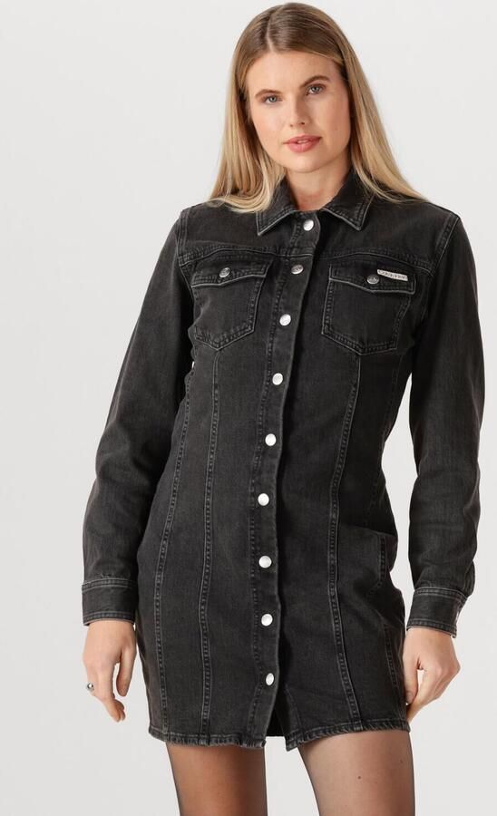Calvin Klein Jeans jurk LS DENIM MINI DRESS Met ronde hals getailleerd - Foto 4
