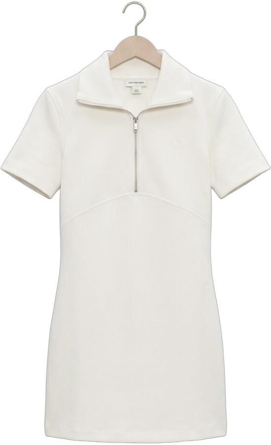 CALVIN KLEIN Dames Jurken Ss Spacer Mixed Media Rib Mock Gebroken Wit - Foto 4