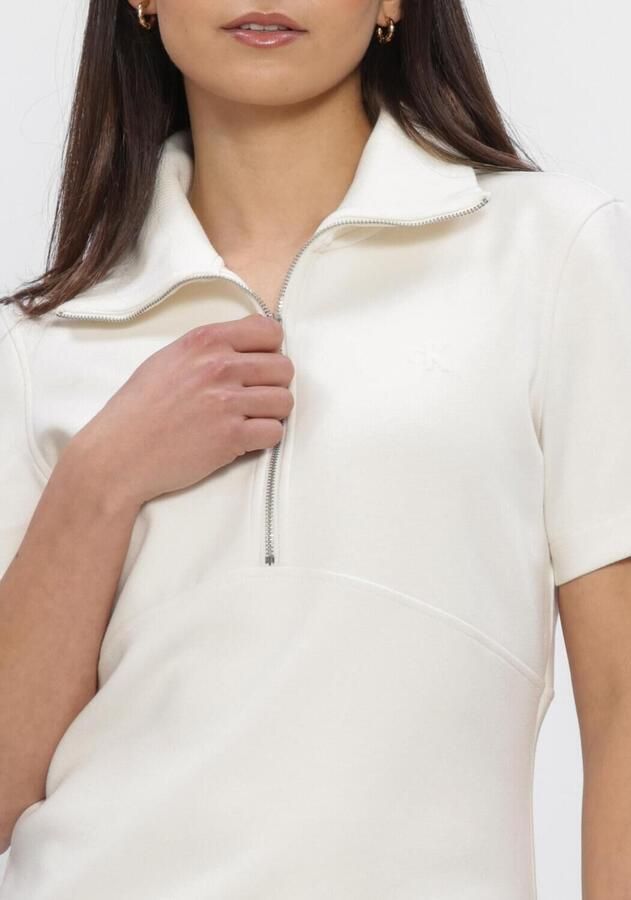 CALVIN KLEIN Dames Jurken Ss Spacer Mixed Media Rib Mock Gebroken Wit - Foto 2