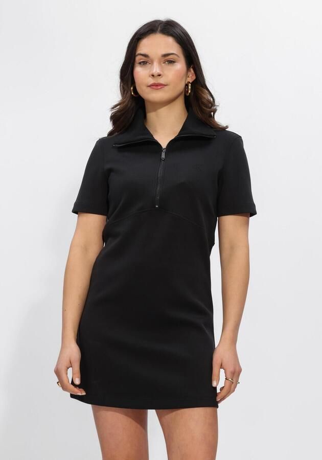 CALVIN KLEIN Dames Jurken Ss Spacer Mixed Media Rib Mock Zwart