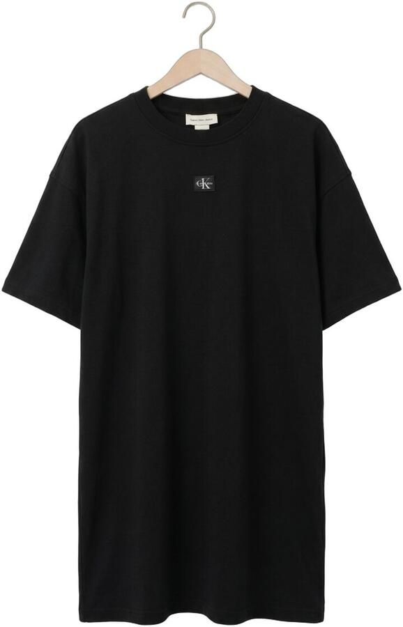 CALVIN KLEIN Dames Jurken Ss Woven Label Oversized Tee Dre Zwart - Foto 4