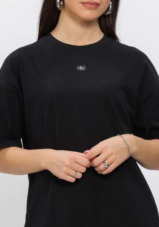 CALVIN KLEIN Dames Jurken Ss Woven Label Oversized Tee Dre Zwart - Foto 3