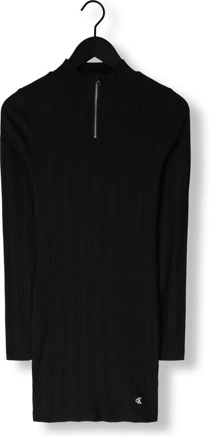 CALVIN KLEIN Dames Jurken Variegtaed Rib Half Zip Ls Dress Zwart - Foto 3