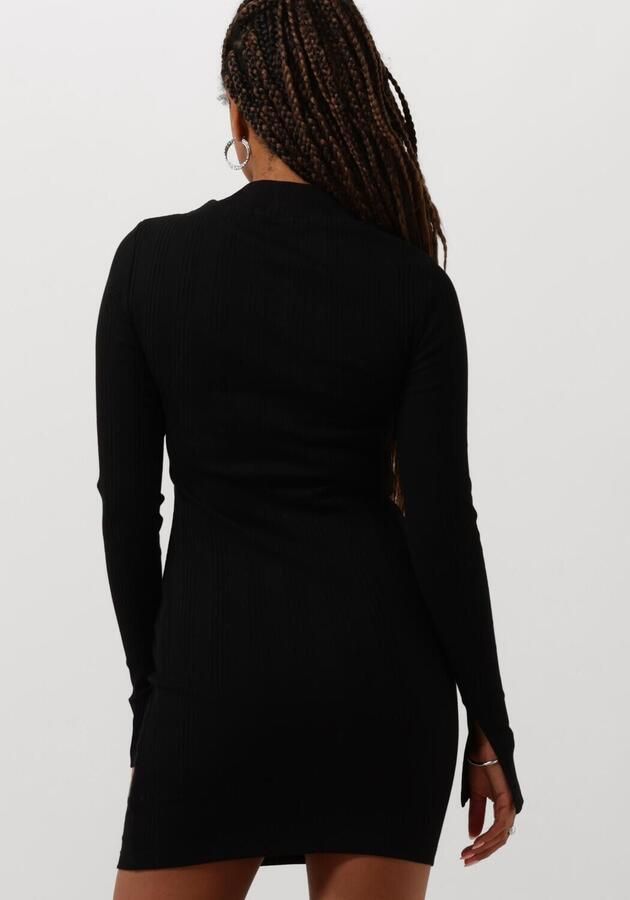 CALVIN KLEIN Dames Jurken Variegtaed Rib Half Zip Ls Dress Zwart