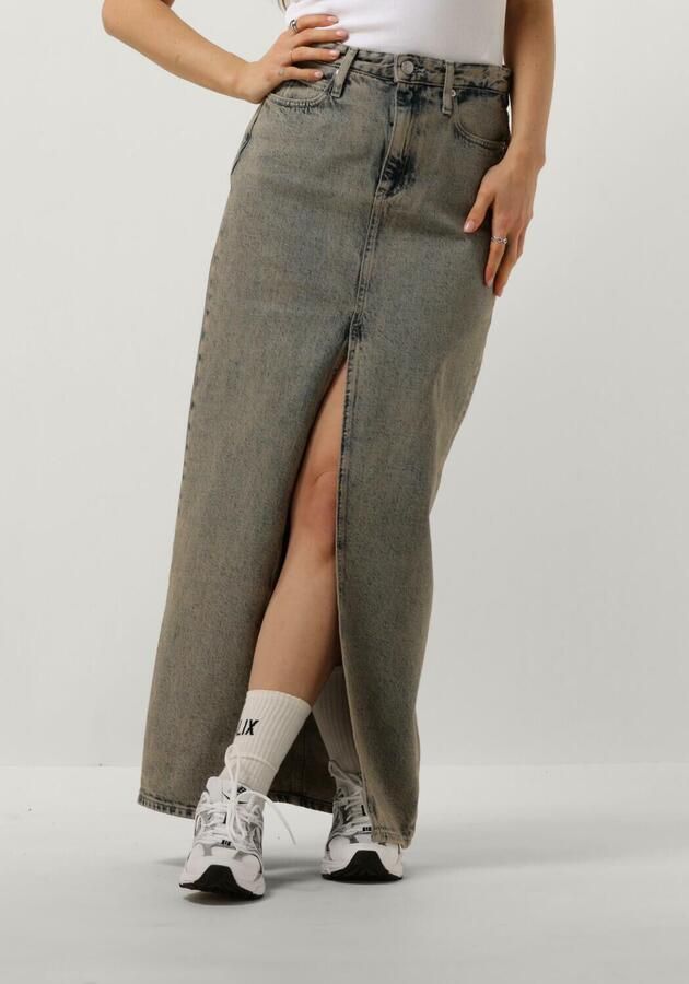 CALVIN KLEIN Dames Rokken Front Split Maxi Denim Skirt Lichtblauw - Foto 4