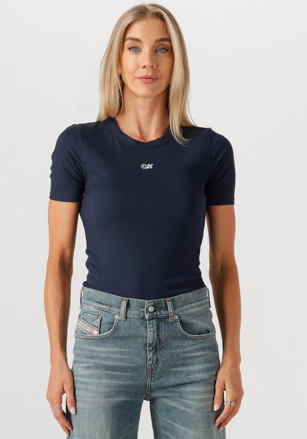 CALVIN KLEIN Dames Tops & T-shirts A-modal Rib Tee Donkerblauw - Foto 4