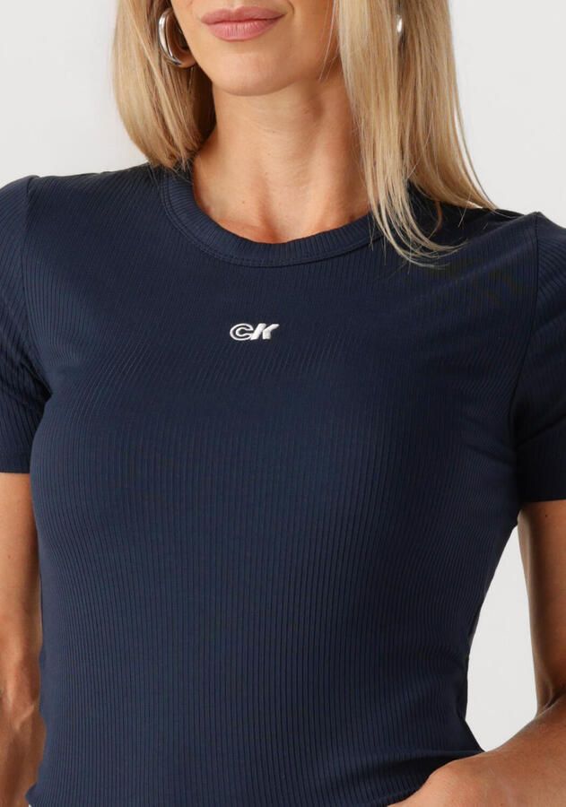 CALVIN KLEIN Dames Tops & T-shirts A-modal Rib Tee Donkerblauw - Foto 2