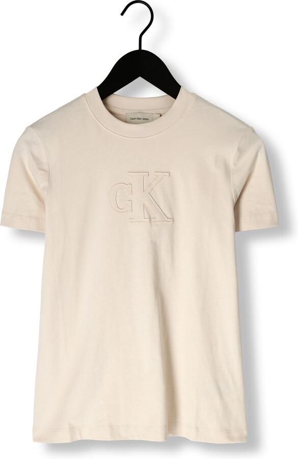 CALVIN KLEIN Dames Tops & T-shirts Ck Applique Regular Tee Beige - Foto 3